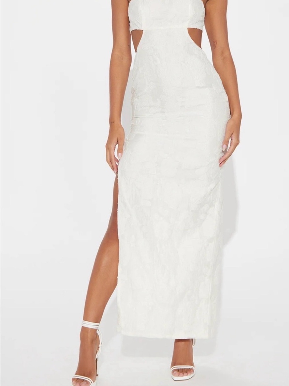 Fashion Nova White Strapless Cutout Maxi Dress